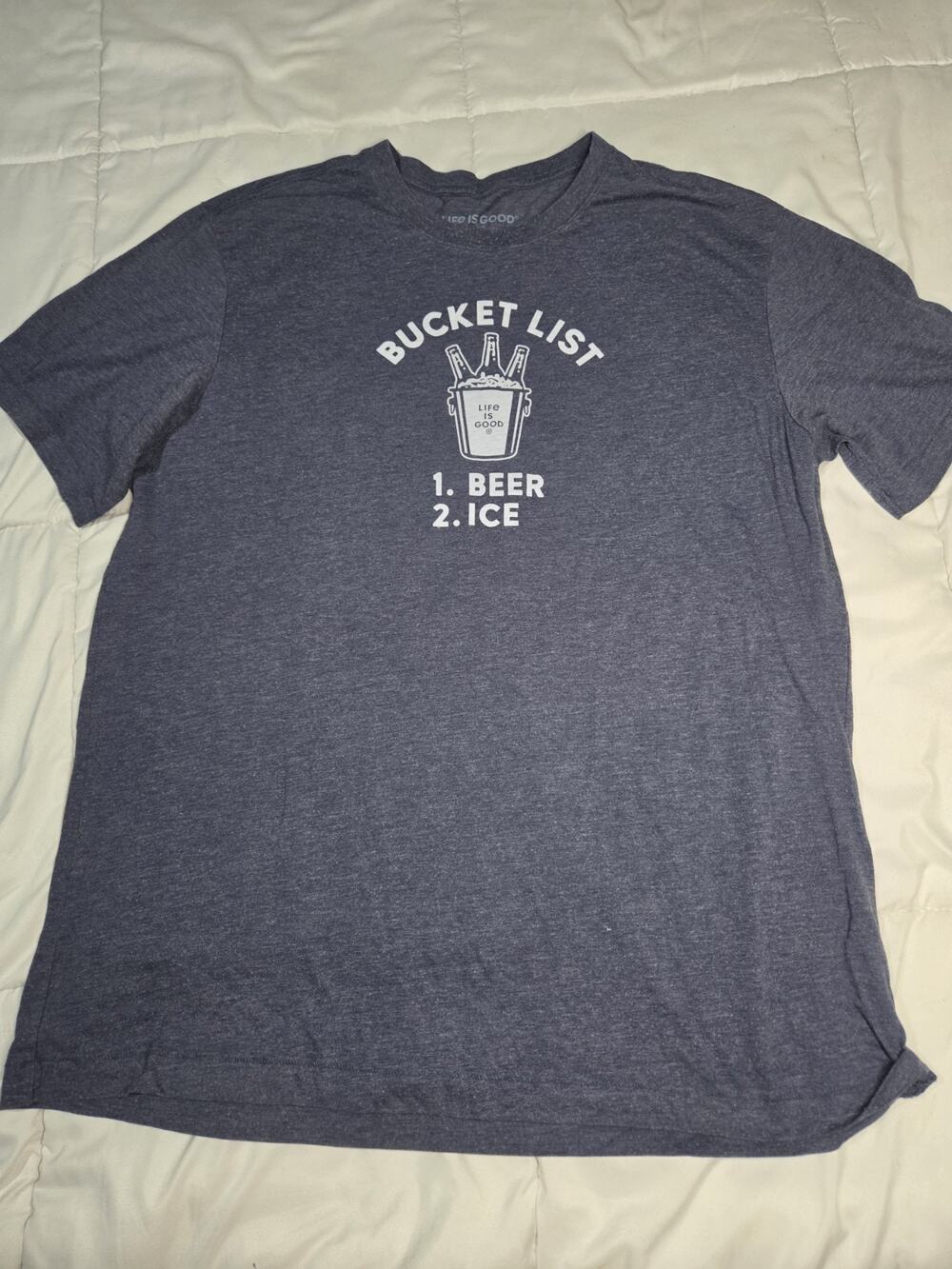 Life is Good Navy Crusher "BUCKET LIST" BEER Ice Men's XL Hiking Outdoor Lightw